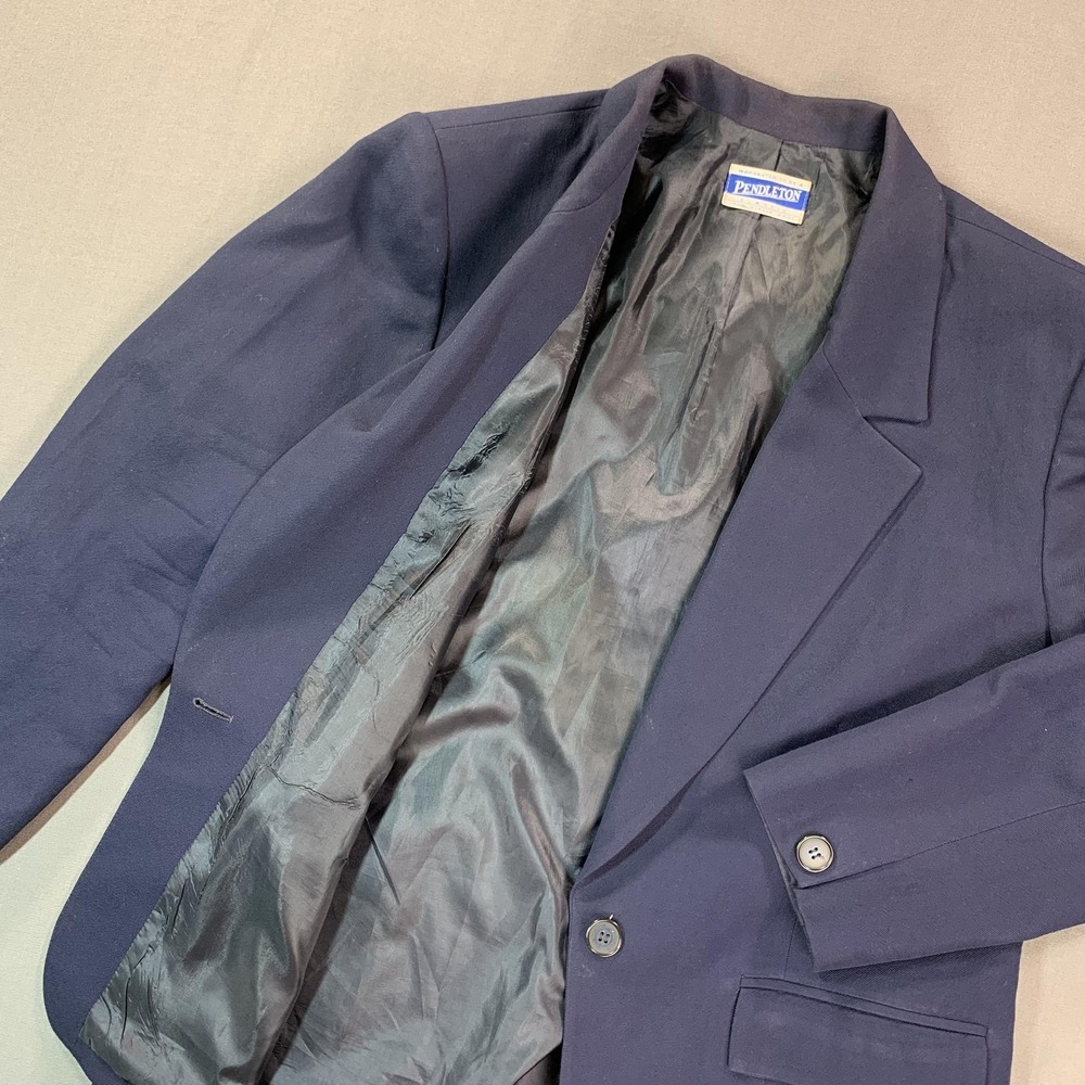 Vintage Pendleton Blazer Womens Medium Navy 100% Wool Classic Lined 2 Button